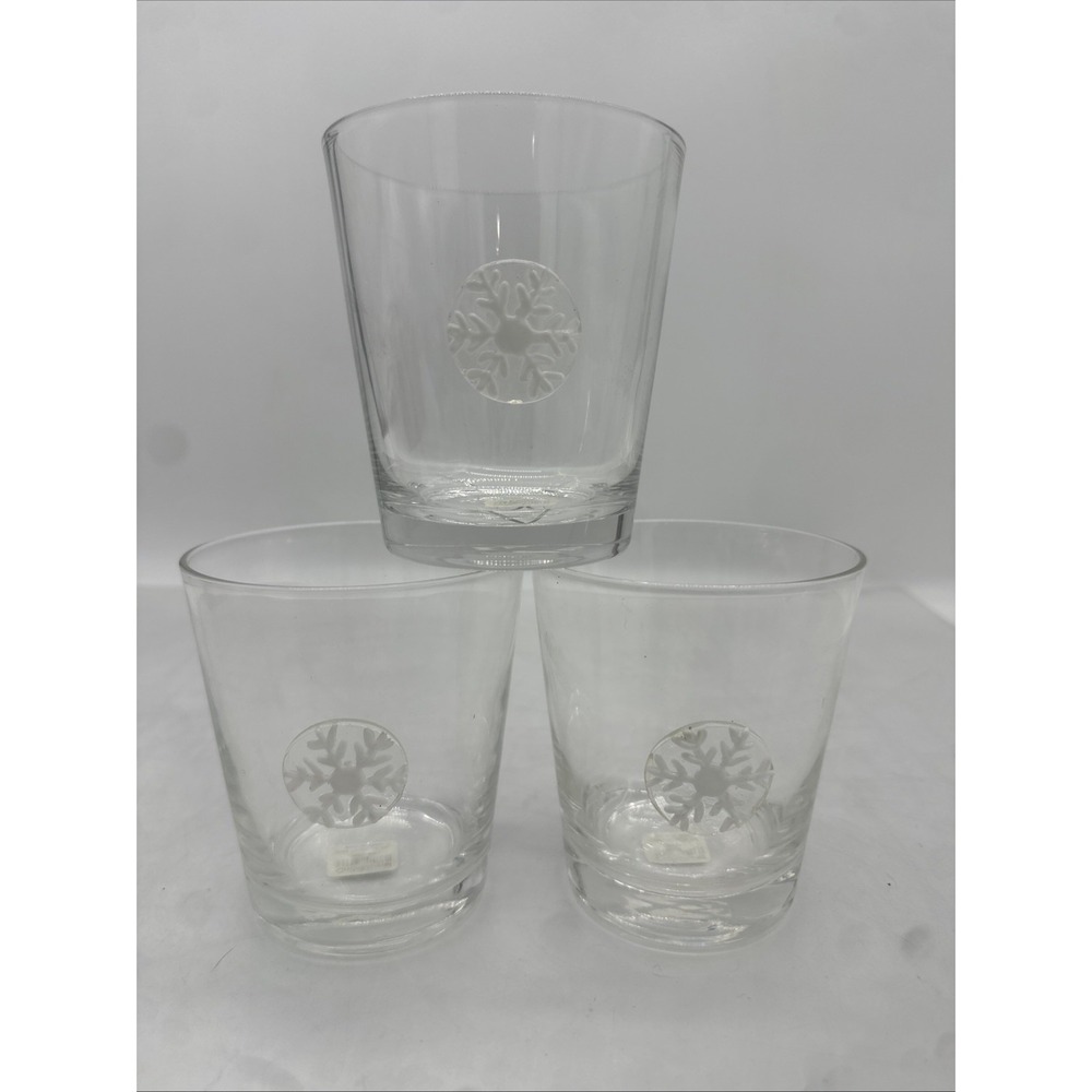 3 Crate And Barrel Snowflake Glass Double Clear Embossed Fused Medallion